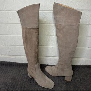 AEYDE LETIZIA OVER THE KNEE WOMEN BOOTS STONE SUEDE SIZE 6